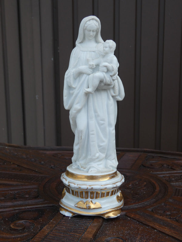 Antique Vieux paris porcelain  bisque madonna religious figurine statue