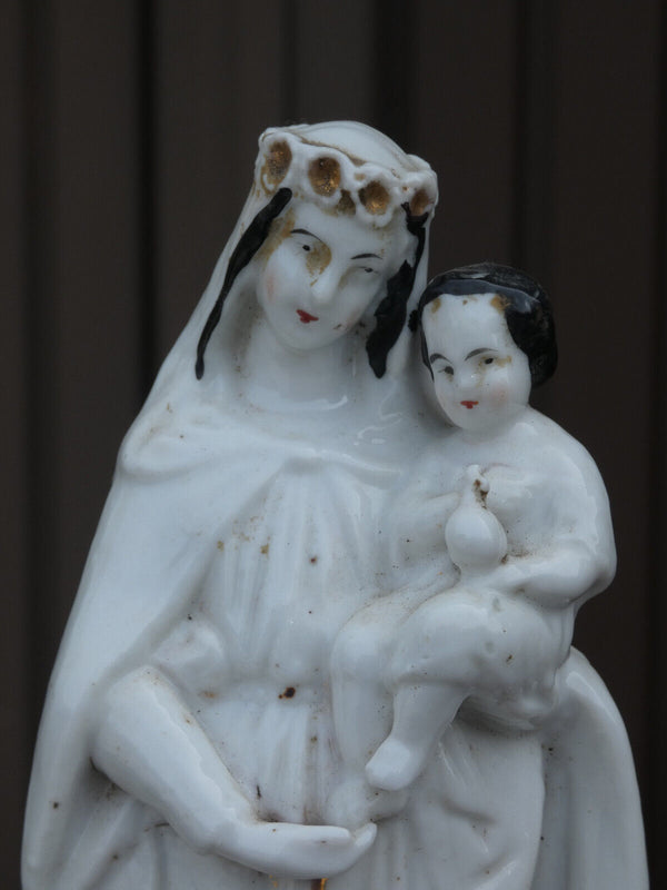 Antique Vieux paris porcelain madonna religious figurine statue