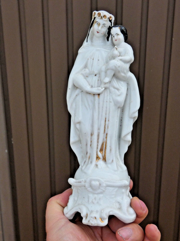 Antique Vieux paris porcelain madonna religious figurine statue