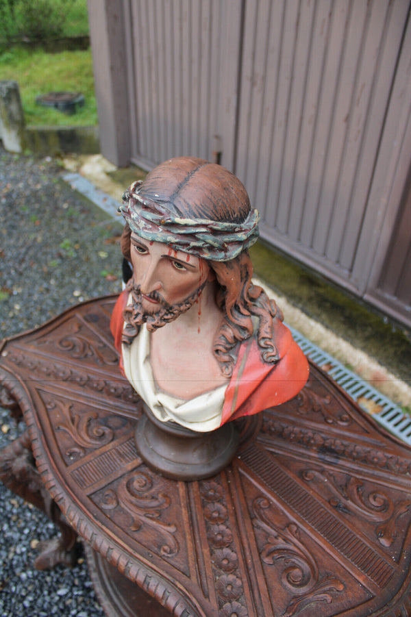 Antique ceramic rare statue jesus ECCE HOMO bust religious