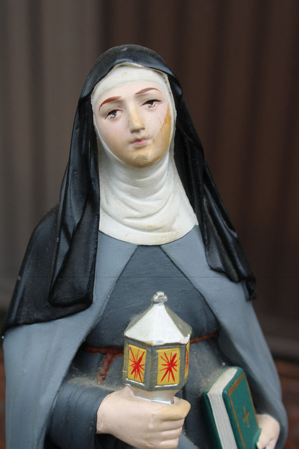 Antique ceramic rare statue SAINT CLARA religious