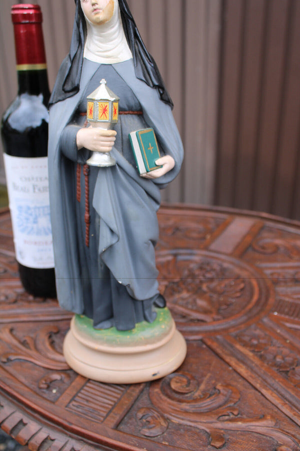 Antique ceramic rare statue SAINT CLARA religious