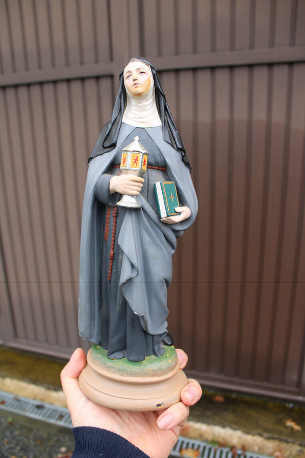 Antique ceramic rare statue SAINT CLARA religious