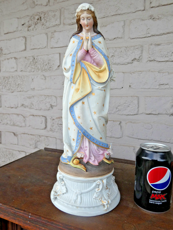 Antique Belgian vieux andenne bisque porcelain madonna statue rare religious