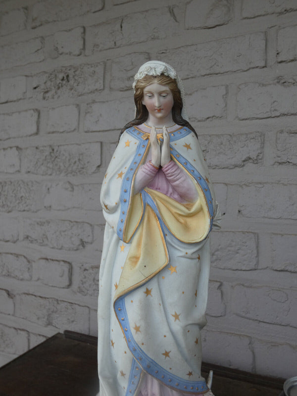 Antique Belgian vieux andenne bisque porcelain madonna statue rare religious