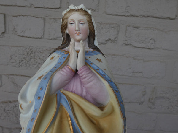 Antique Belgian vieux andenne bisque porcelain madonna statue rare religious