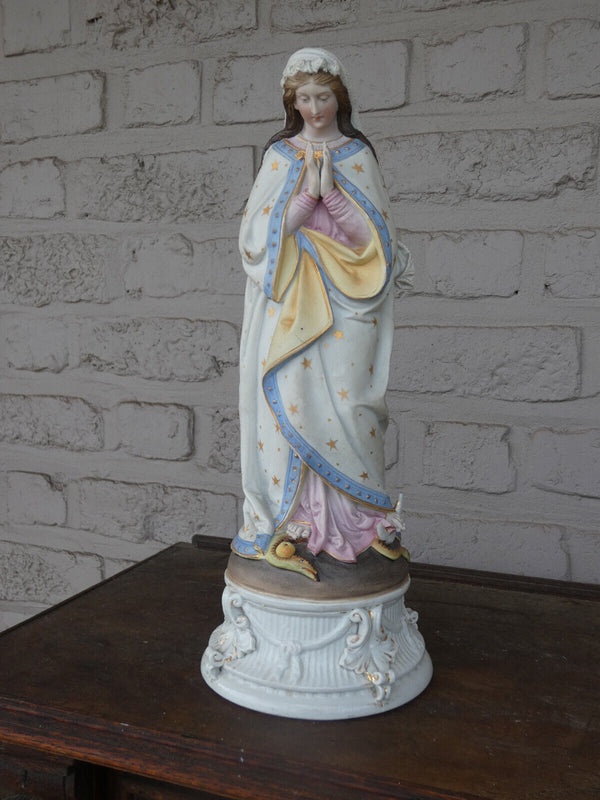 Antique Belgian vieux andenne bisque porcelain madonna statue rare religious