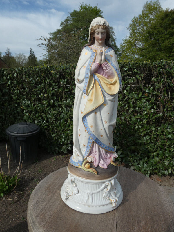 Antique Belgian vieux andenne bisque porcelain madonna statue rare religious