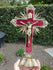 Antique french bronze crucifix red velvet