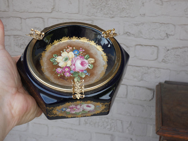 Vintage acf sevres cobalt blue porcelain ashtray