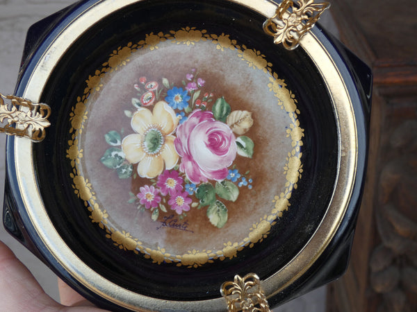 Vintage acf sevres cobalt blue porcelain ashtray