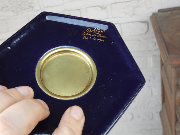 Vintage acf sevres cobalt blue porcelain ashtray
