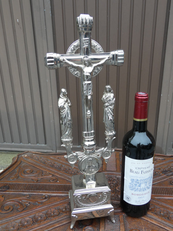 Antique belgian zinc metal crucifix calvary