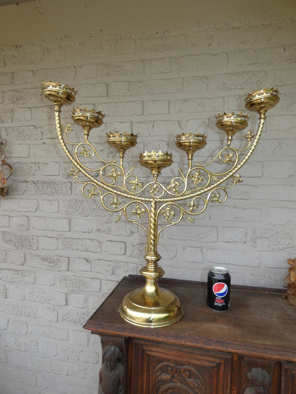 Antique church XL altar candelabra 7 candles candle holder religious