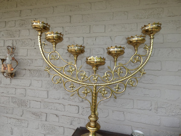 Antique church XL altar candelabra 7 candles candle holder religious