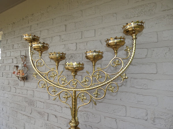 Antique church XL altar candelabra 7 candles candle holder religious