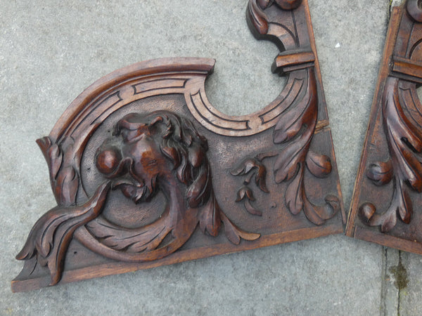 PAIR antique wood carved plaques dragon