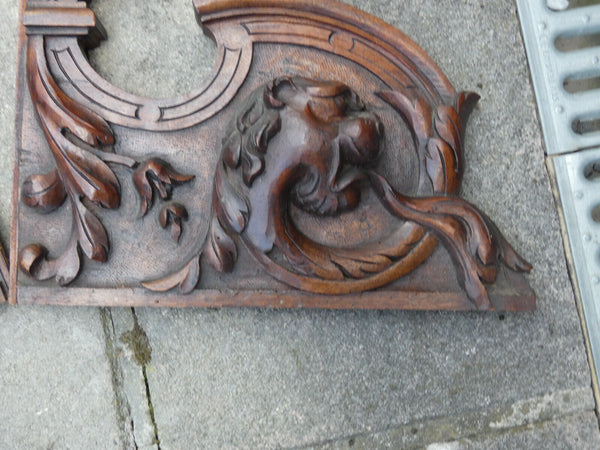 PAIR antique wood carved plaques dragon