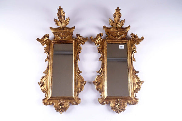 PAIR antique italian wood carved gold gilt wall mirrors rare furniture