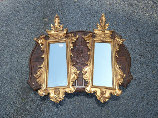 PAIR antique italian wood carved gold gilt wall mirrors rare furniture