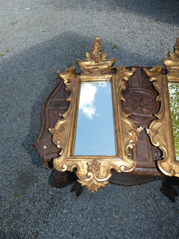 PAIR antique italian wood carved gold gilt wall mirrors rare furniture