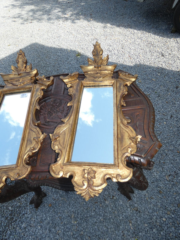 PAIR antique italian wood carved gold gilt wall mirrors rare furniture