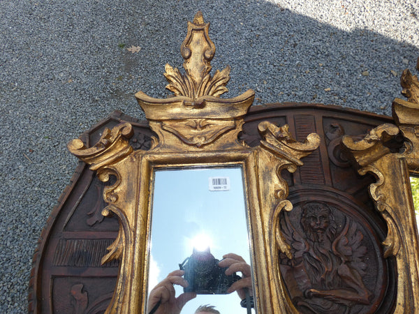 PAIR antique italian wood carved gold gilt wall mirrors rare furniture