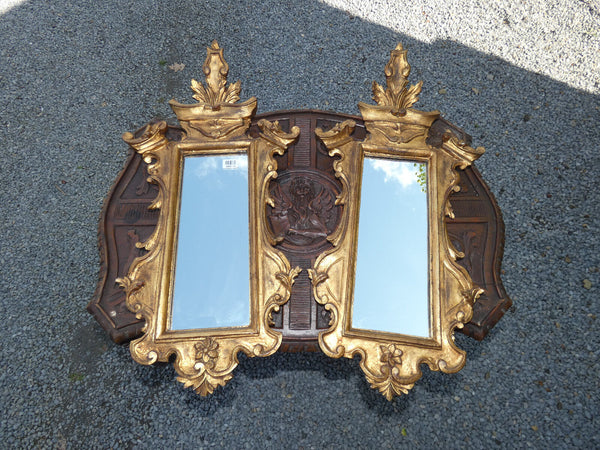 PAIR antique italian wood carved gold gilt wall mirrors rare furniture