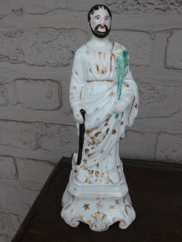 Antique vieux paris porcelain statue saint matthias rare figurine