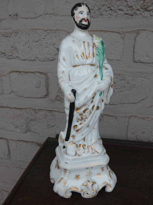 Antique vieux paris porcelain statue saint matthias rare figurine