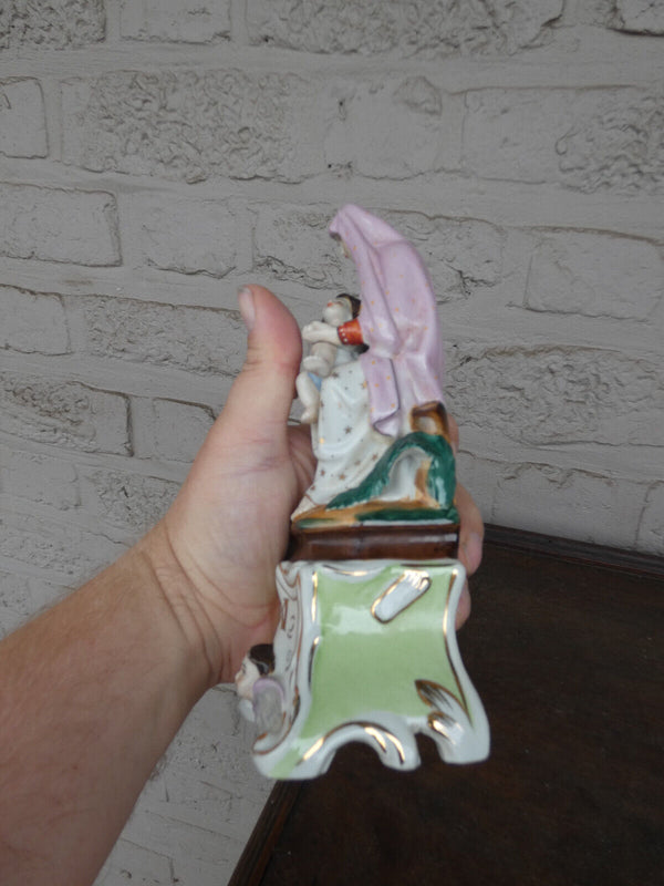 Antique french vieux paris porcelain madonna child angel figurine statue rare