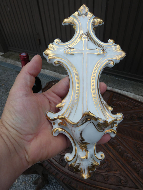 Antique vieux paris porcelain holy water font