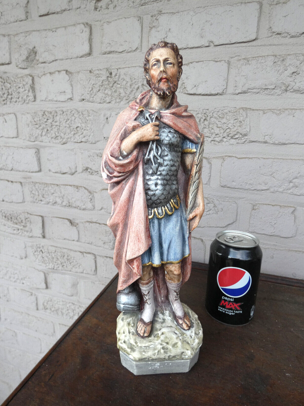 Antique stoneware saint Donatius statue figurine religious patron thunderstorms