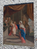 Antique 19thc French oil canvas relined painting jesus with temple priests