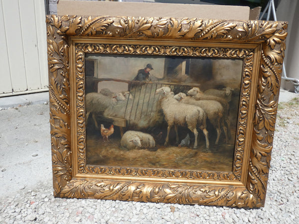 Jef Louis Van Leemputten (1865 - 1948) Flemish school oil canvas painting sheep