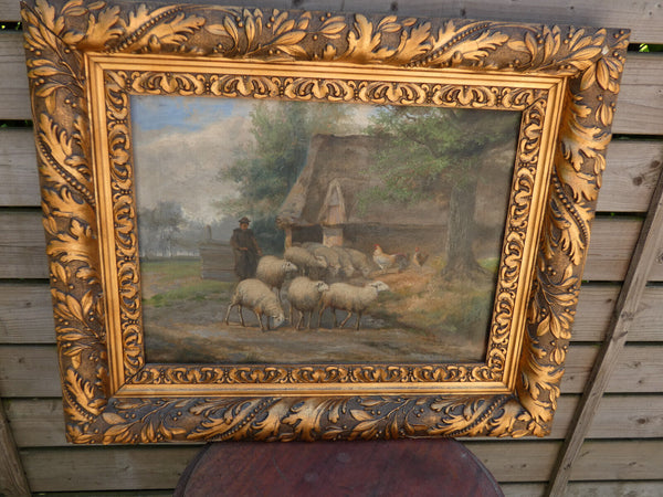 Jef Louis Van Leemputten (1865 - 1948) Flemish school oil canvas painting sheep