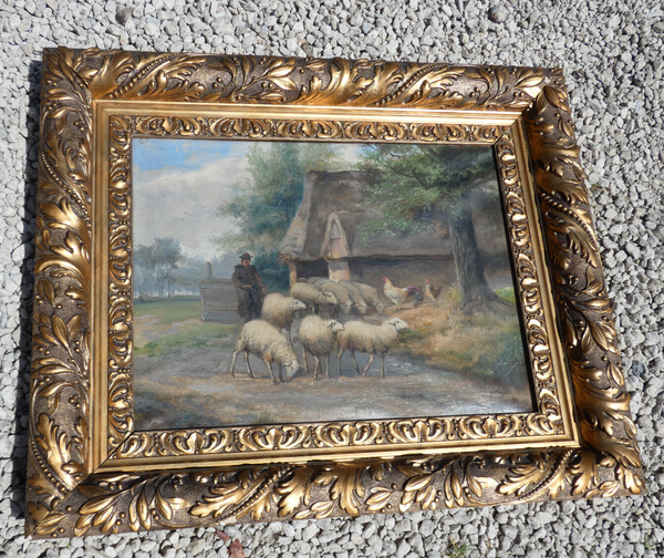 Jef Louis Van Leemputten (1865 - 1948) Flemish school oil canvas painting sheep