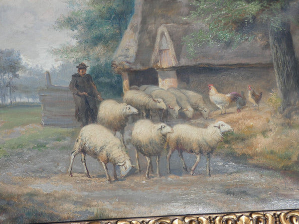 Jef Louis Van Leemputten (1865 - 1948) Flemish school oil canvas painting sheep