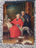 Antique Top Belgian Bishop cardinal  dog religious oil canvas painting rare