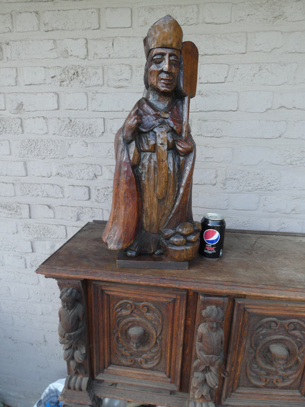 Antique French wood carved rare large saint Honore patron bakery