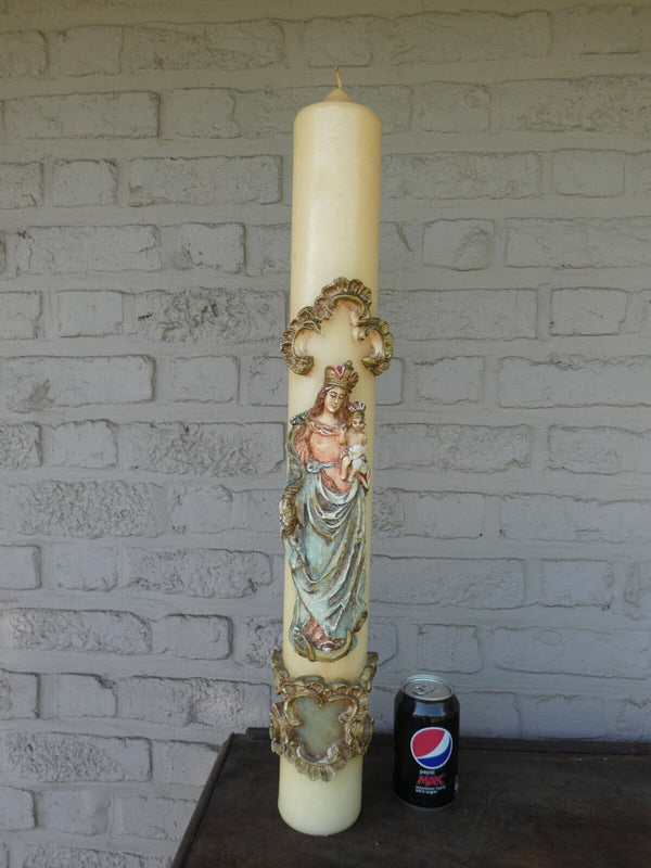 Rare Church altar wax  candle MAdonna our lady tongeren  Statue figurine