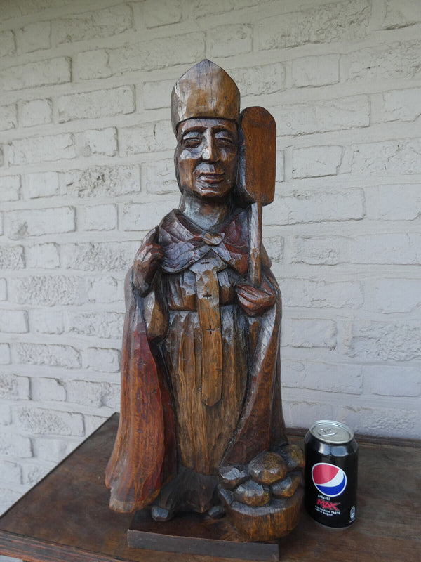 Antique French wood carved rare large saint Honore patron bakery