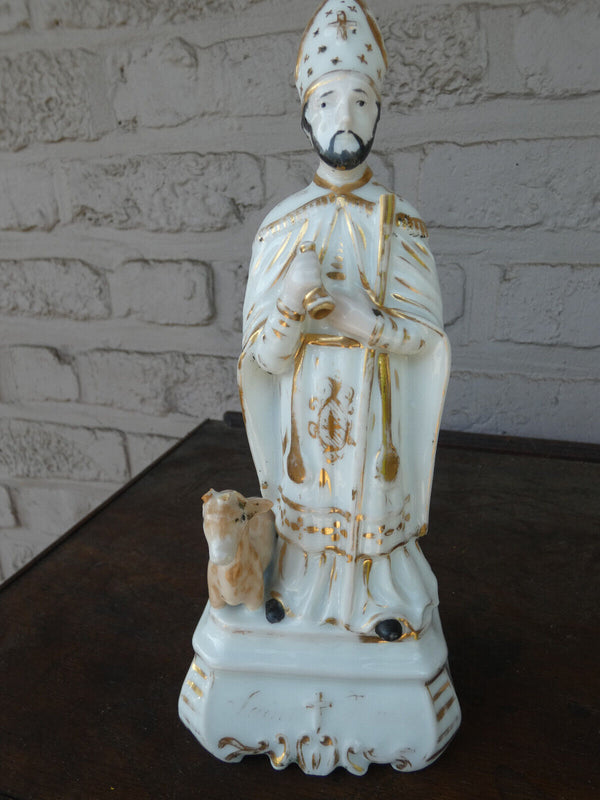 Antique vieux paris porcelain statue saint hubert hunt figurine religious rare