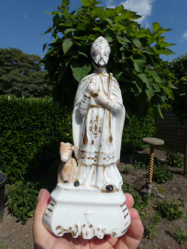 Antique vieux paris porcelain statue saint hubert hunt figurine religious rare