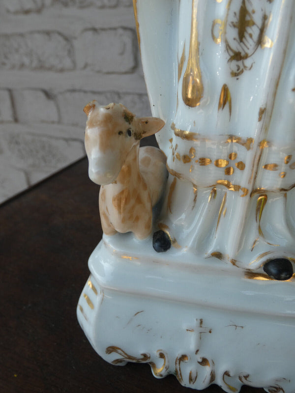 Antique vieux paris porcelain statue saint hubert hunt figurine religious rare