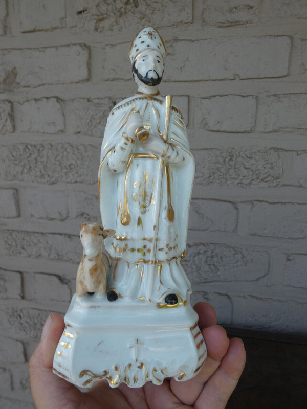 Antique vieux paris porcelain statue saint hubert hunt figurine religious rare