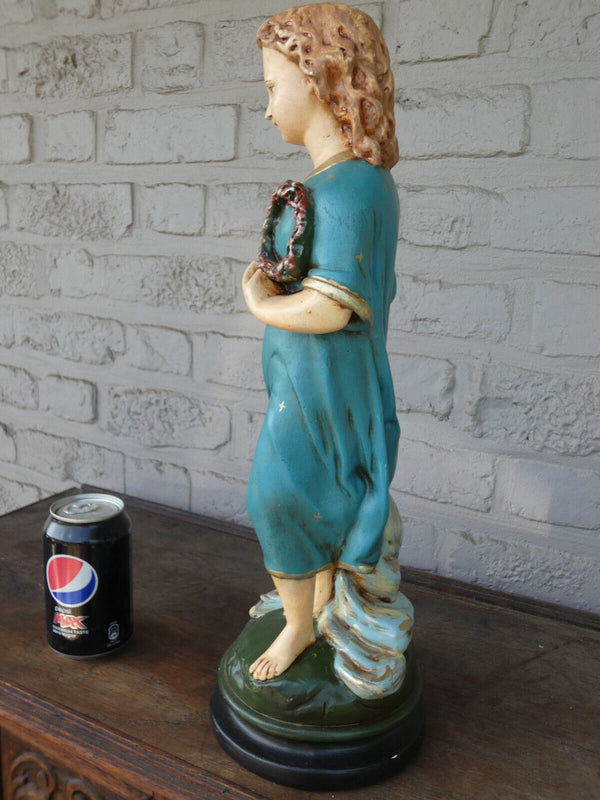 Antique ceramic chalk statue young jesus figurine religious