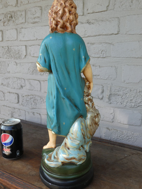 Antique ceramic chalk statue young jesus figurine religious