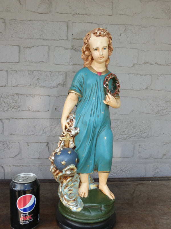 Antique ceramic chalk statue young jesus figurine religious