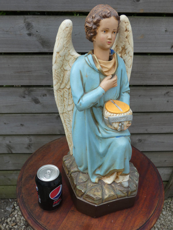 Antique LARGE ceramic Nodding angel missionary piggy bank statue rare